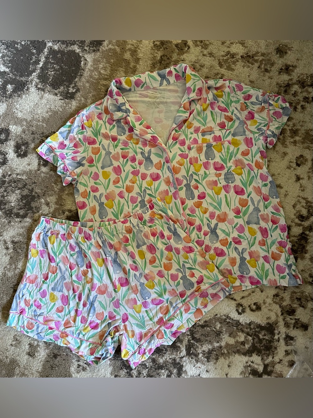 Little Sleepies Pastel Tulip & Bunny Short Pajama Set